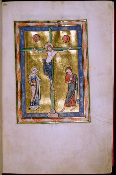 Crucifixion avec la Vierge et Saint Jean, du Psautier de Peterborough, vers 1260 - English School